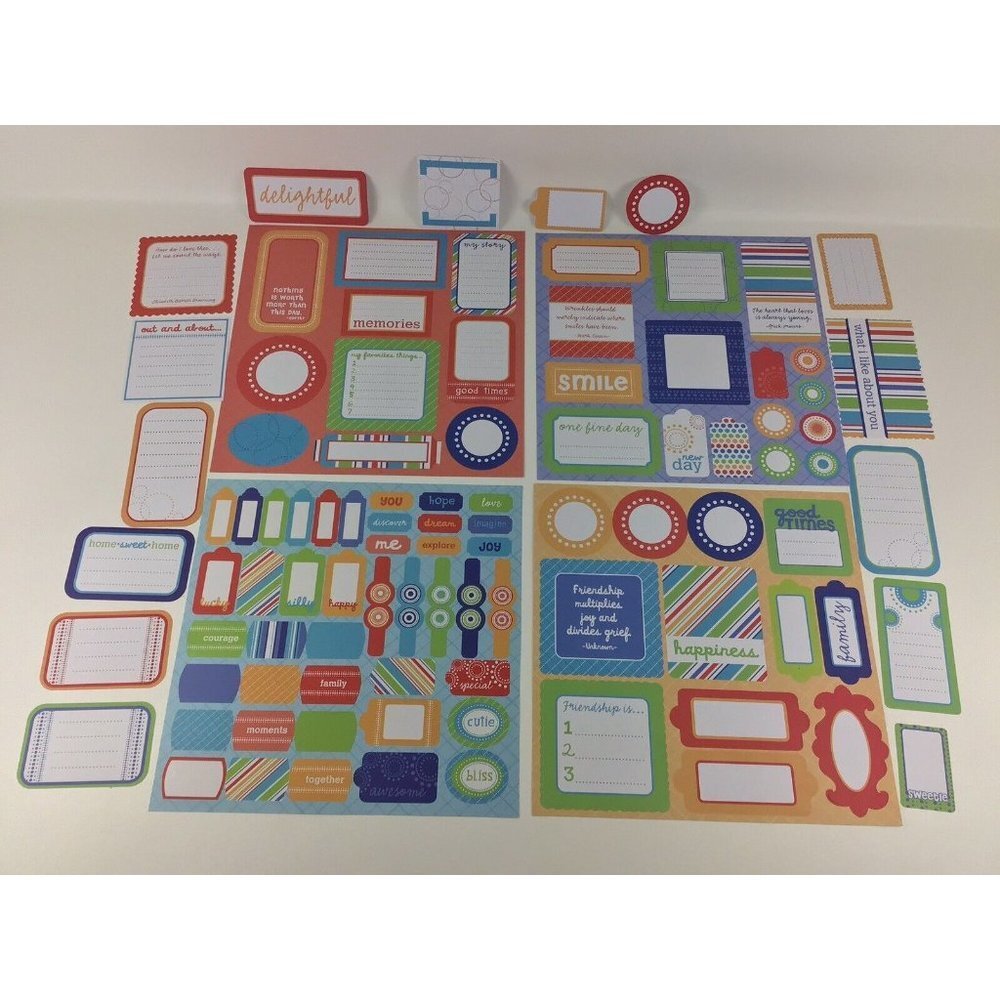 Scrapbook Lot Pages Bright Colors Family Kids Cut Outs 12x12 Paper Makes 16 Page - Picture 3 of 13